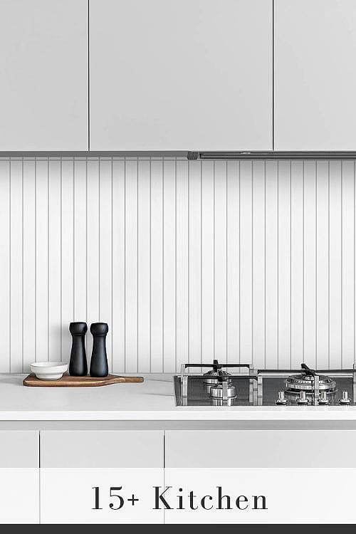 Marble Backsplash with Gray Countertops