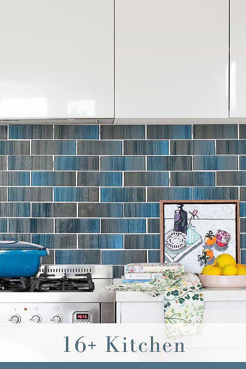 White Kitchen with Glass Backsplash