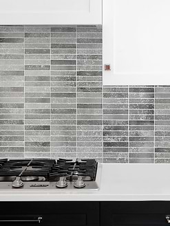 Black Cabinet with Modern Gray Metallic Backsplash Tile BA6205