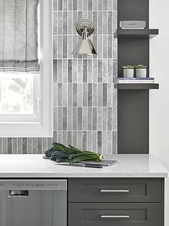 Gray Cabinets Countertop with Modern Gray Metallic Backsplash Tile BA6205