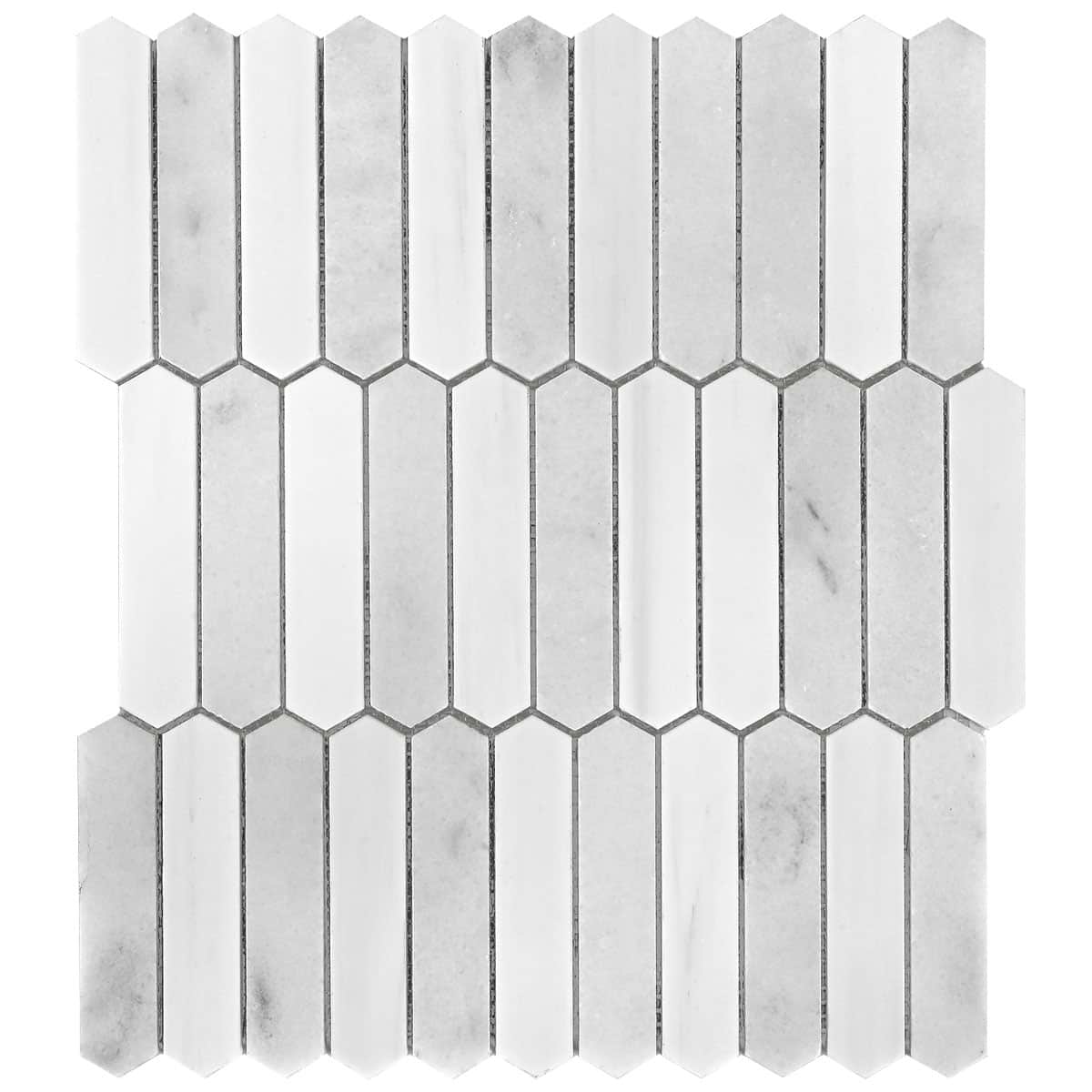 Modern Picket White Gray Marble Backsplash Tile BA6321 2