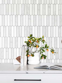Modern Picket White Gray Marble Backsplash Tile BA6321