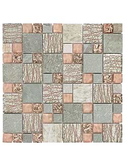 Rose Gold Gray Glass Slate Backsplash Tile BA8007 1