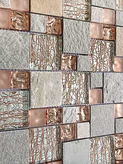 Rose Gold Gray Glass Slate Backsplash Tile BA8007 6