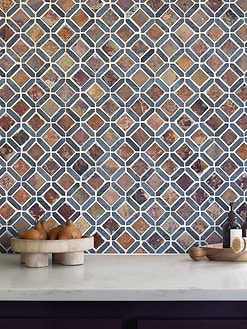 Rusty Brown Gray Diamond Slate Backsplash Tile BA1067