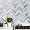 Blue Gray Herringbone Glass Tile BA5507