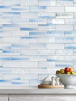 Ocean Blue Glass Herringbone Tile BA5507