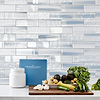 Gray Countertop with Blue Glass Subway Tile BA5507