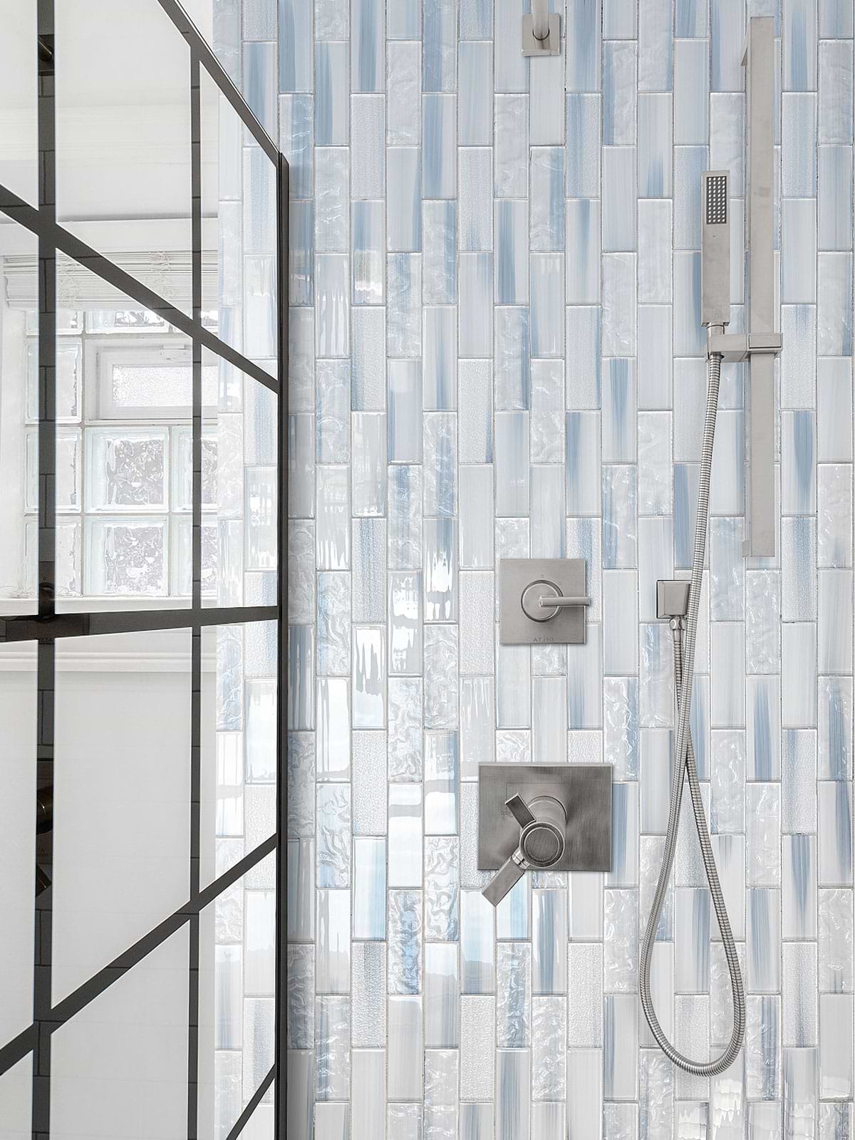 Shower wall Blue Glass Subway Tile BA5507