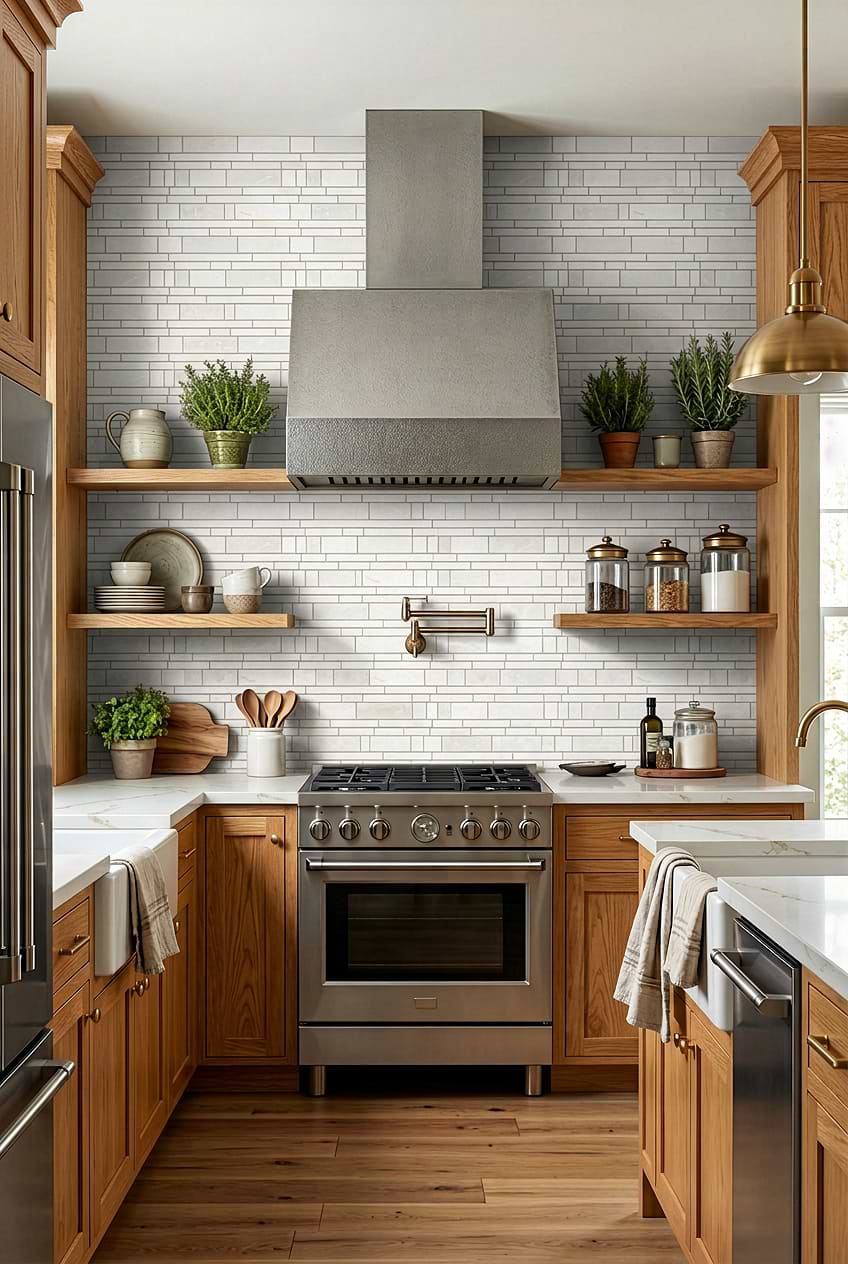 Beige Marble Subway Kitchen Tile BA1095