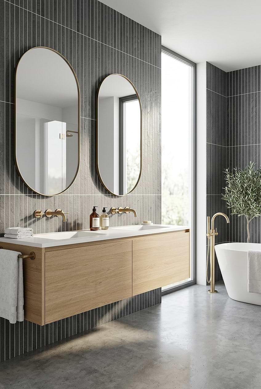 Black Slate Linear Bathroom Wall Tile BA1081 Black Slate Linear Bathroom Wall Tile BA1081