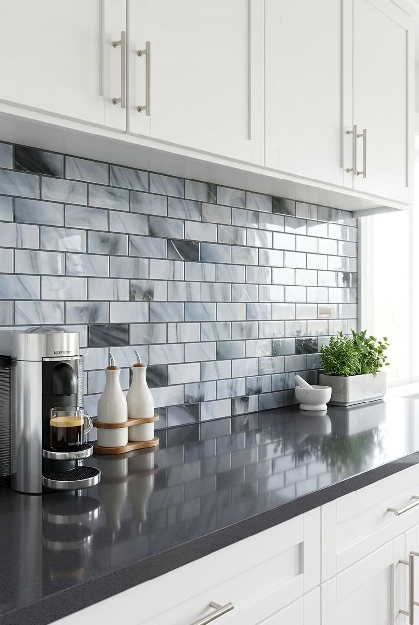 Blue Gray Glass Mosaic Subway Tile Blue Gray Glass Mosaic Subway Tile
