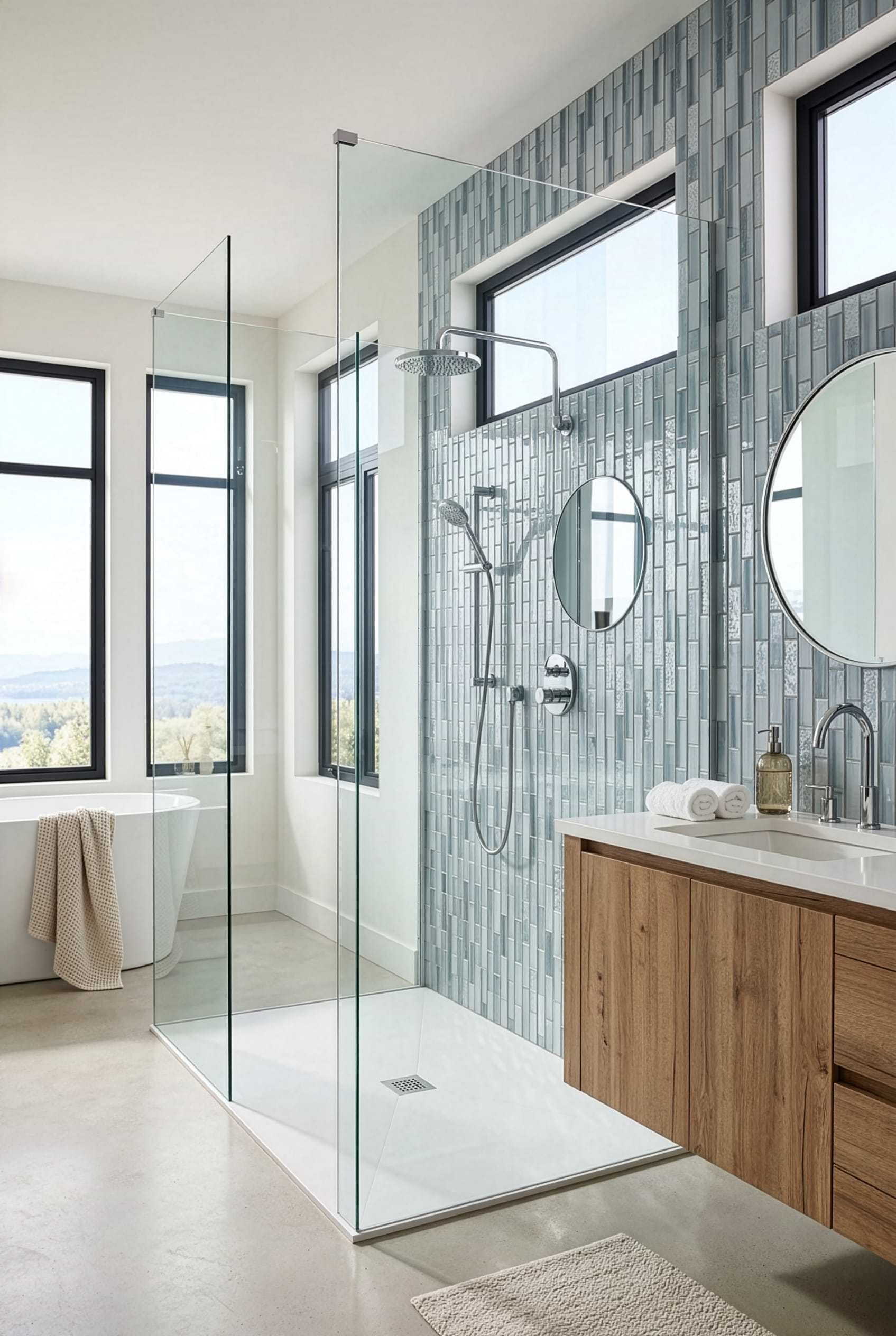 Blue Gray Glass Subway Shower Wall Tile BA5507 LOT B