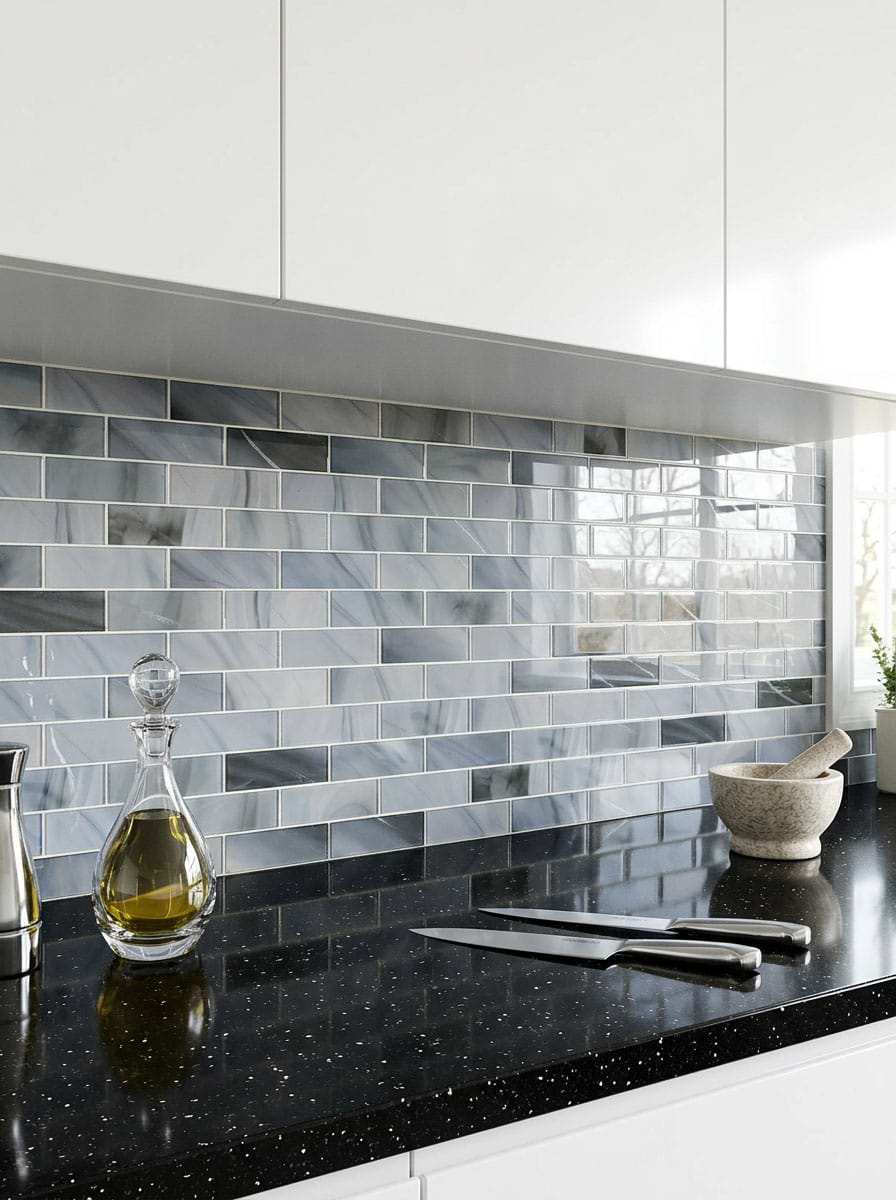 Blue Gray Sparkle Glass Subway Tile Blue Gray Sparkle Glass Subway Tile