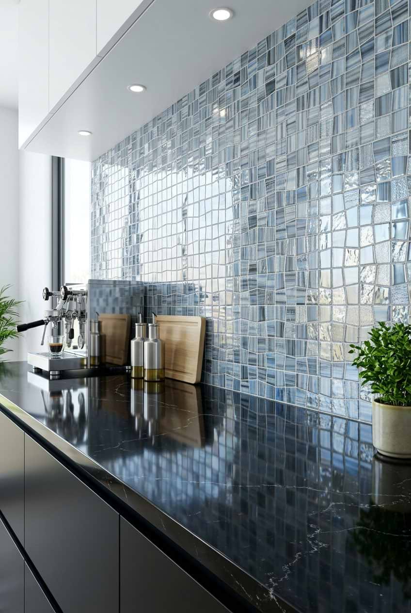 Blue Hand Painted Glass Mosaic Tile BA5515 Blue Hand Painted Glass Mosaic Tile BA5515
