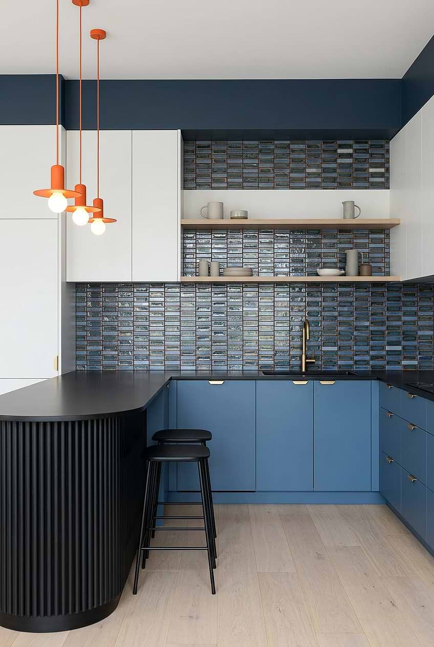 Blue Rustic Glass Modern Kitchen Tile BA6204