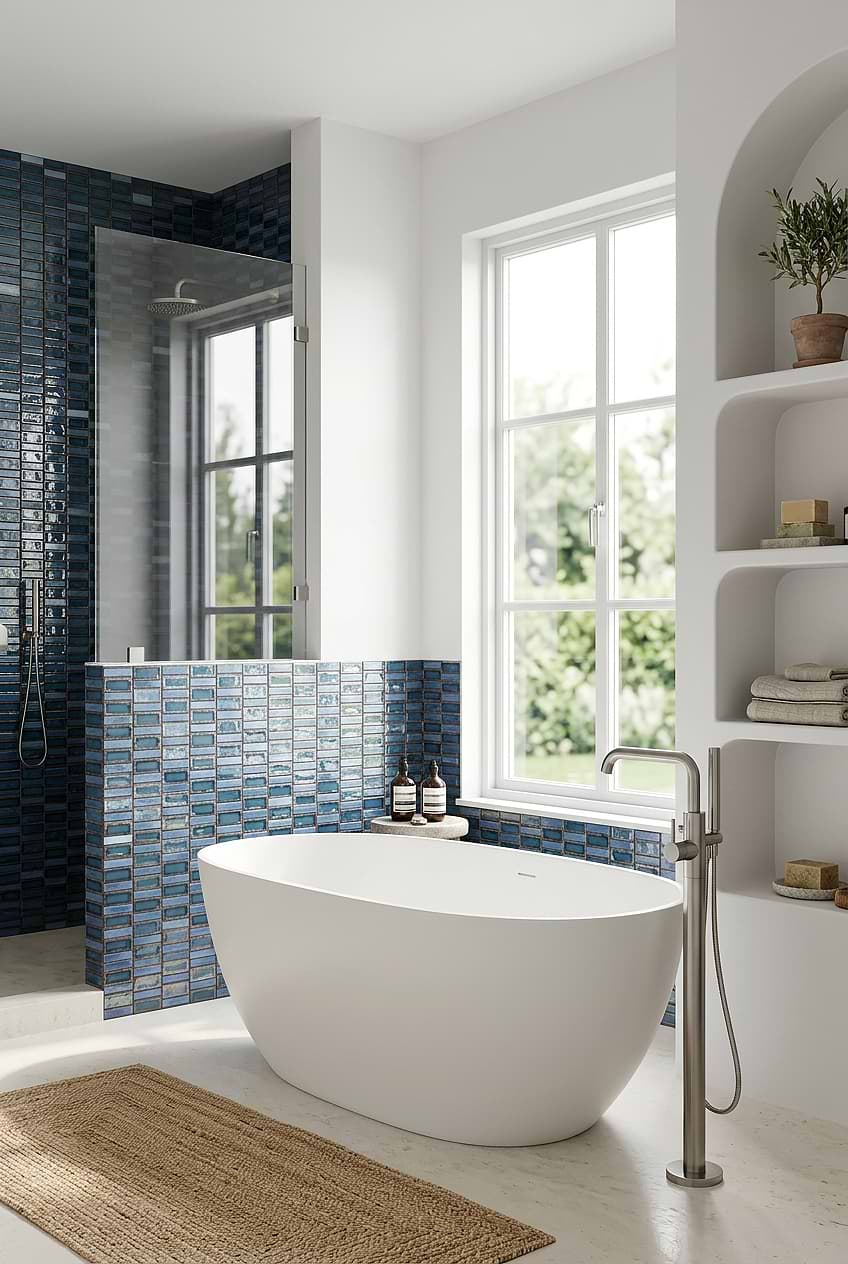 Blue Rustic Glass Wall Mosaic Tile BA6204 Blue Rustic Glass Wall Mosaic Tile BA6204