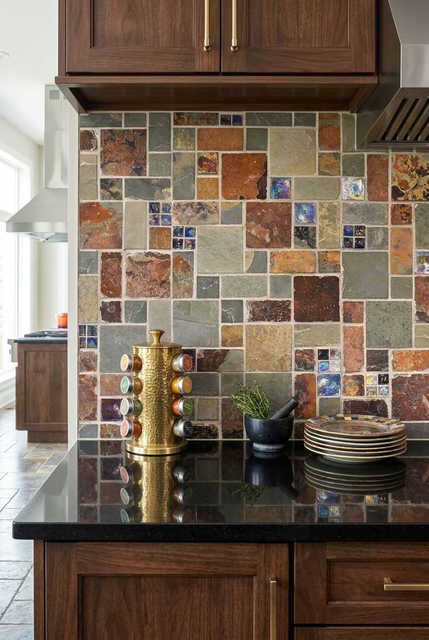 Burgundy Rust Slate Glass Mosaic Tile Burgundy Rust Slate Glass Mosaic Tile