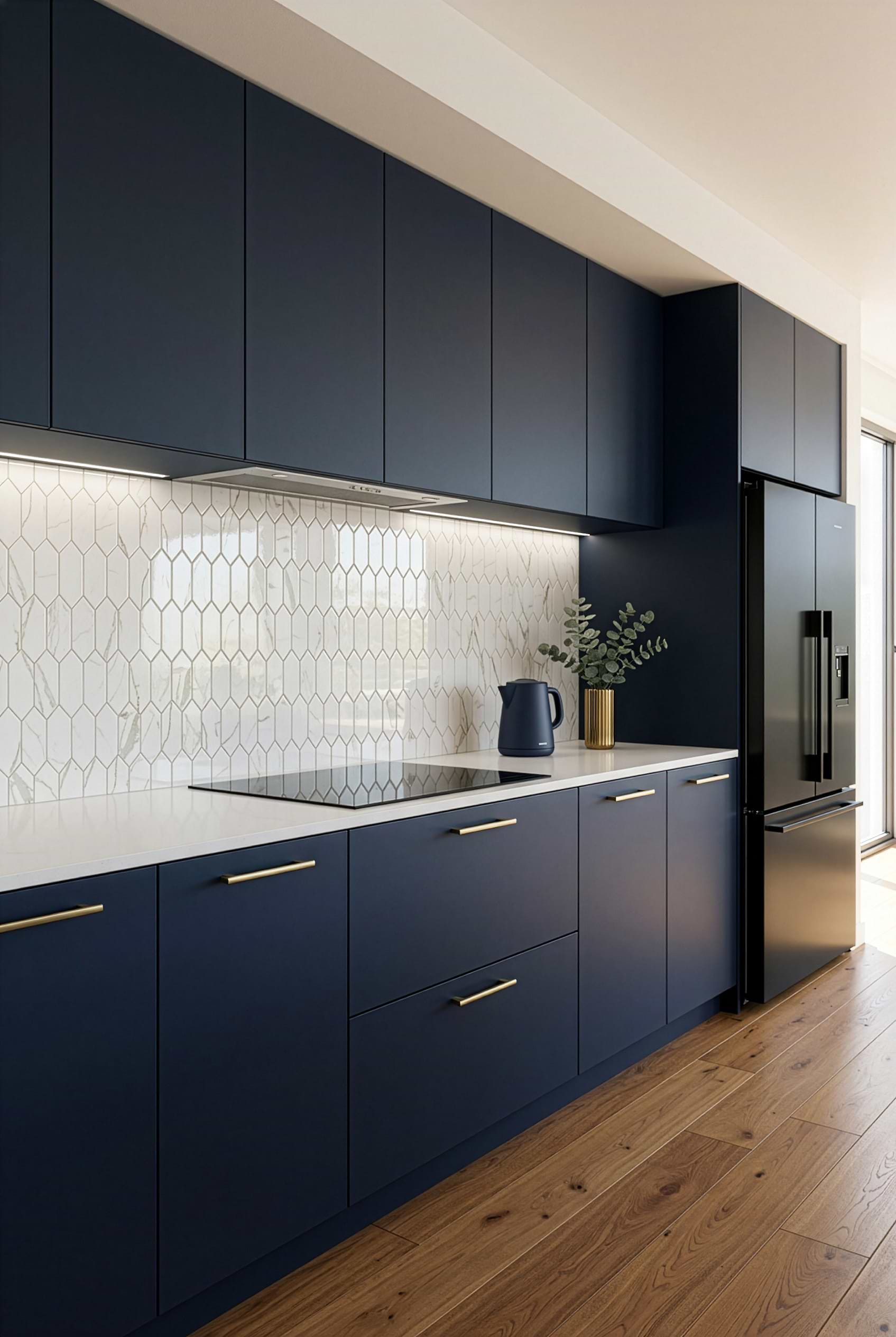 Calacatta Gold Glass Geometric Kitchen Tile BA6702