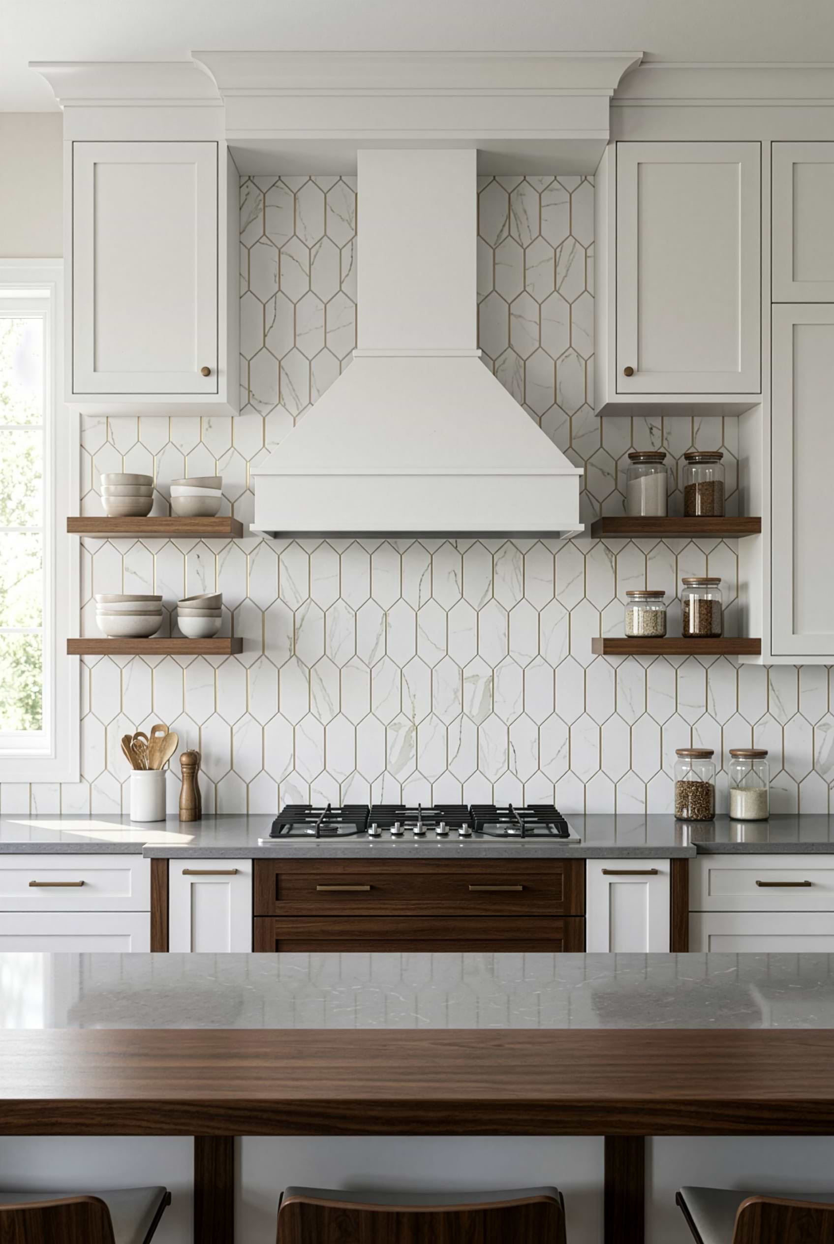 Calacatta Gold Glass Geometric Mosaic Tile BA6702 Calacatta Gold Glass Geometric Mosaic Tile BA6702