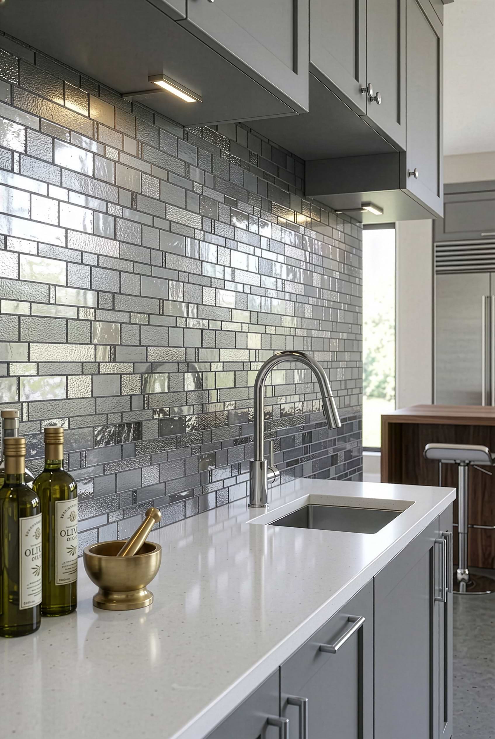 Charcoal Gray Artisan Glass Subway Tile BA7018