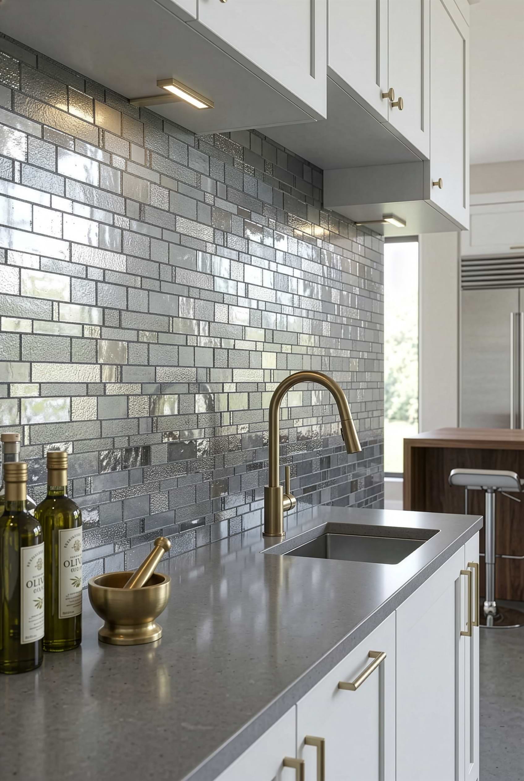 Charcoal Gray Glass Artisan Kitchen Tile BA7018 Charcoal Gray Glass Artisan Kitchen Tile BA7018
