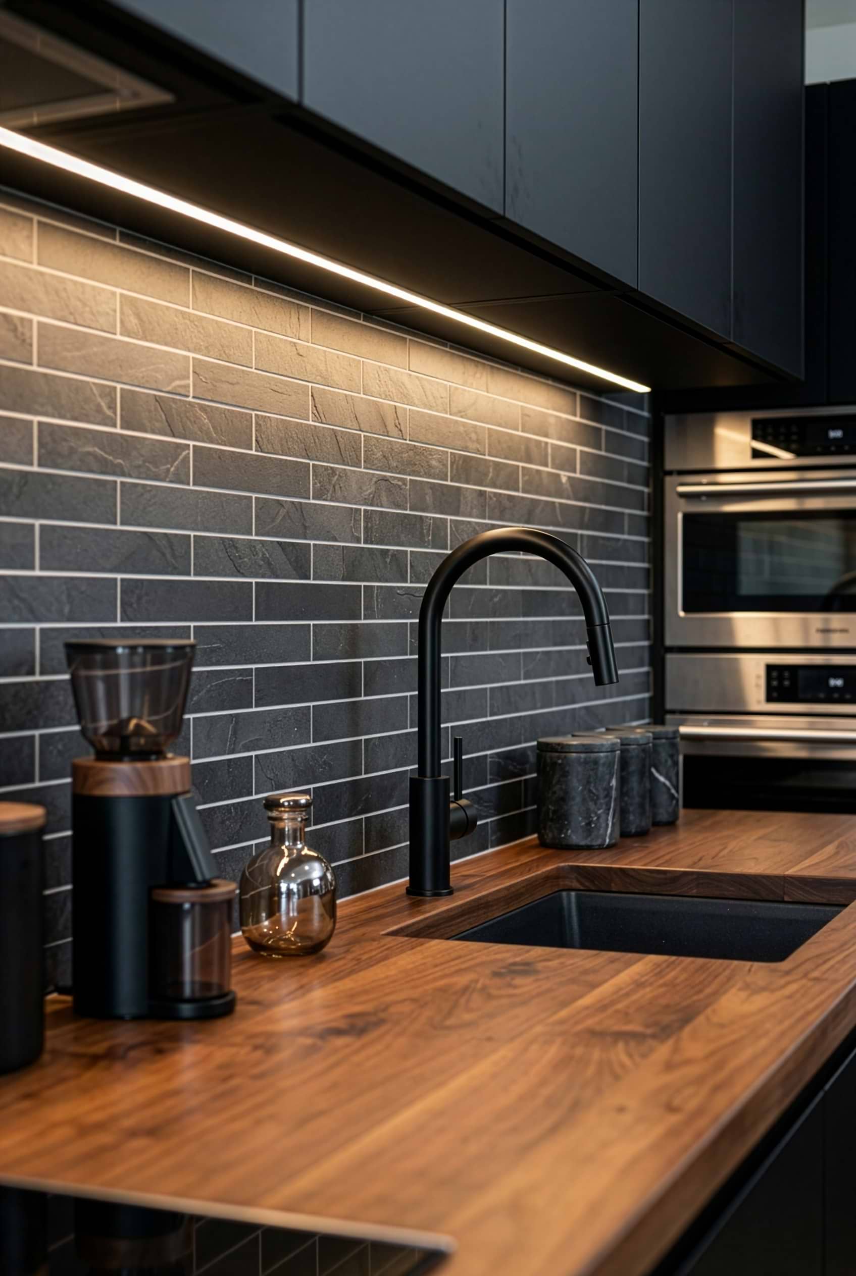 Dark Gray Slate Subway Kitchen Tile BA1045