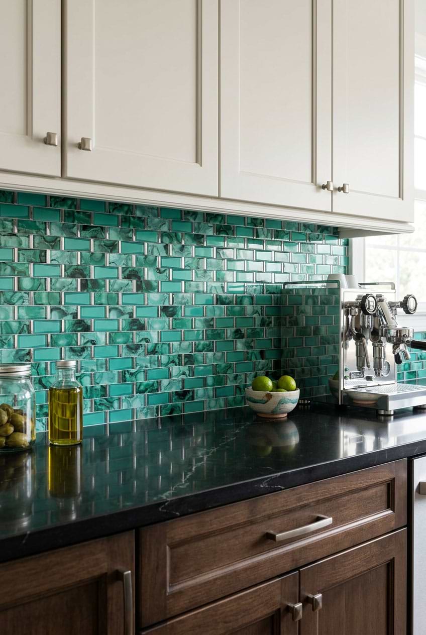 Emerald Green Beveled Glass Subway Tile Emerald Green Beveled Glass Subway Tile