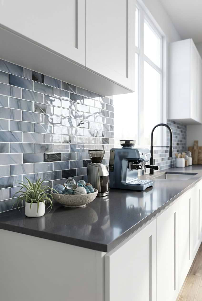 Glossy Blue Gray Glass Subway Tile Glossy Blue Gray Glass Subway Tile