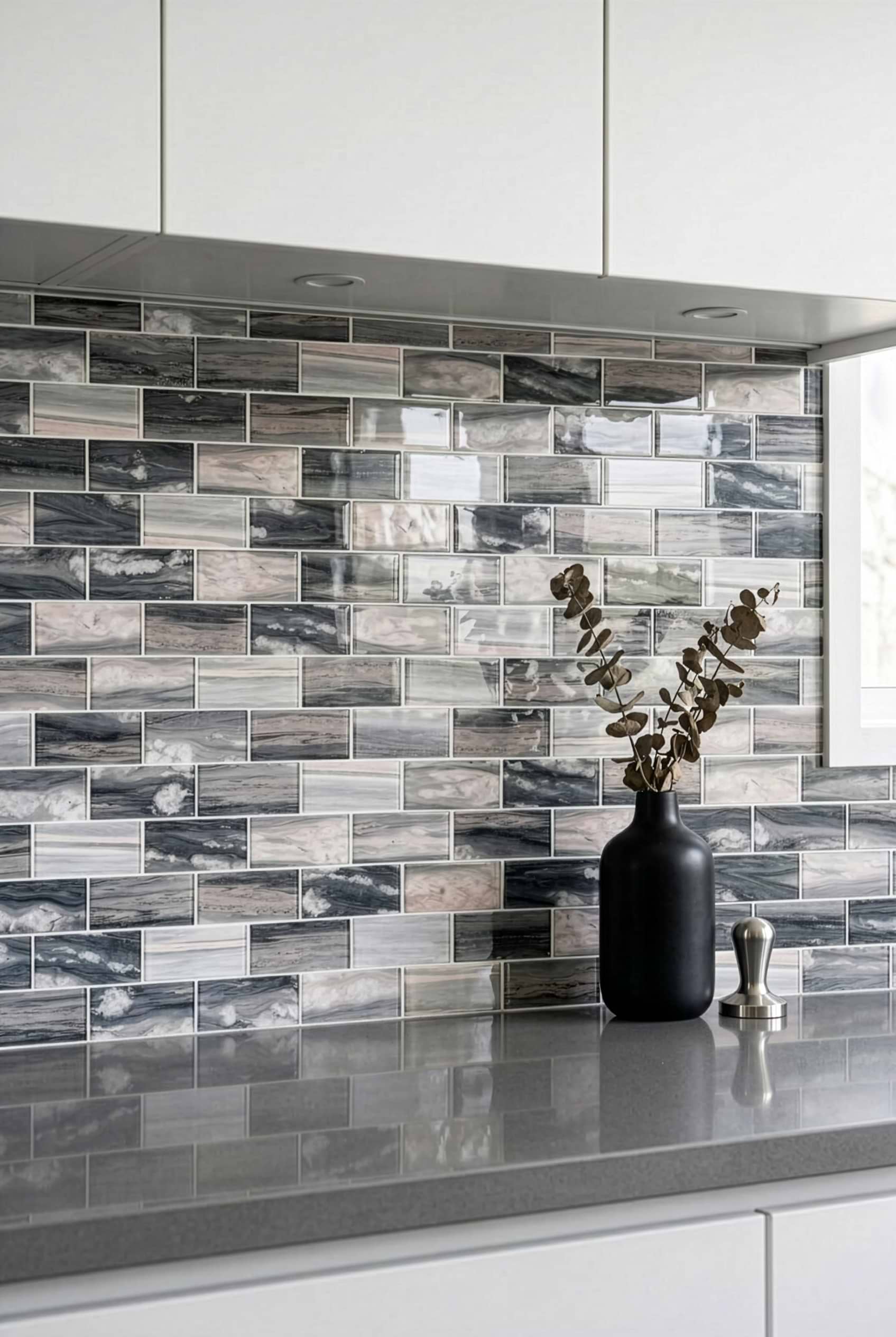 Gray Beige Glass Subway Modern Kitchen BA8009 Gray Beige Glass Subway Modern Kitchen BA8009