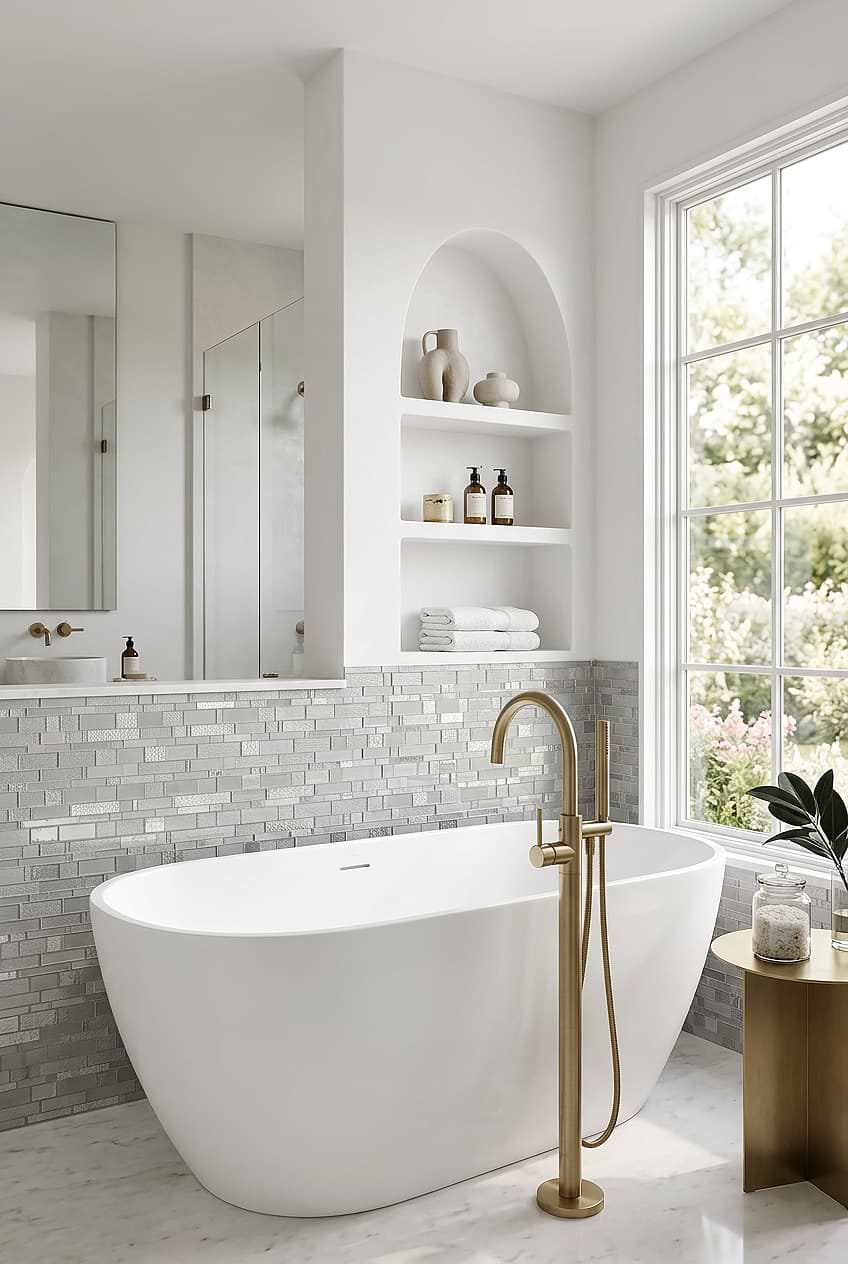 Gray Glass Artisan Bathroom Mosaic Tile BA7020 Gray Glass Artisan Bathroom Mosaic Tile BA7020