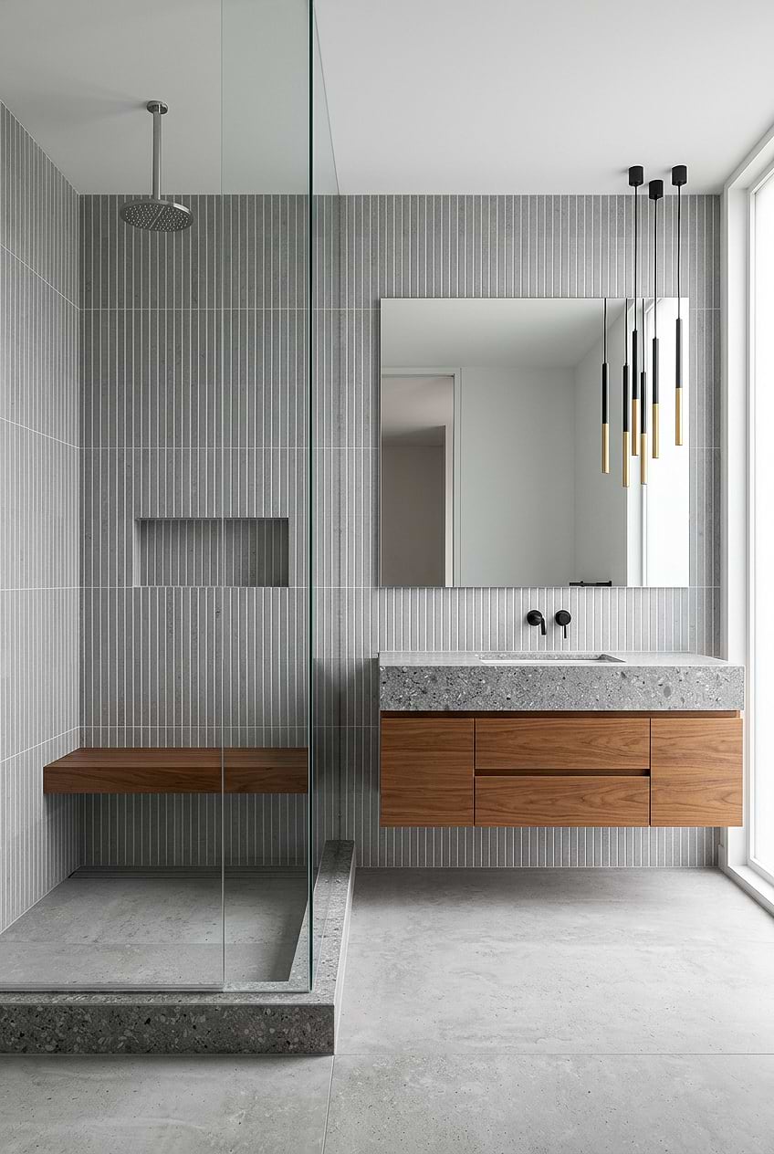 Gray Long Porcelain Shower Tile BA4503