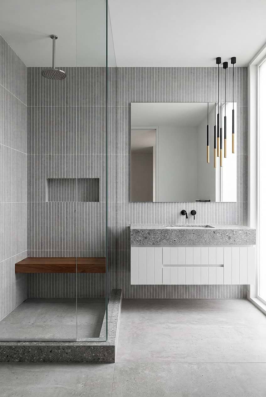Gray Vertical Porcelain Shower Mosaic Tile BA4503