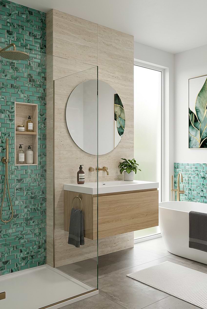 Green Glass Subway Shower Accent BA8013 Green Glass Subway Shower Accent BA8013