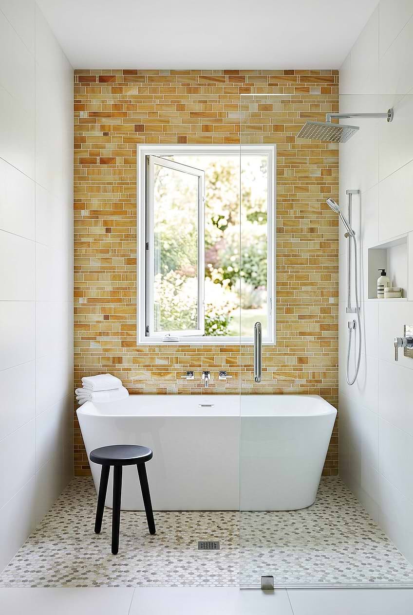 Honey Onyx Glass Shower Mosaic Tile BA7017