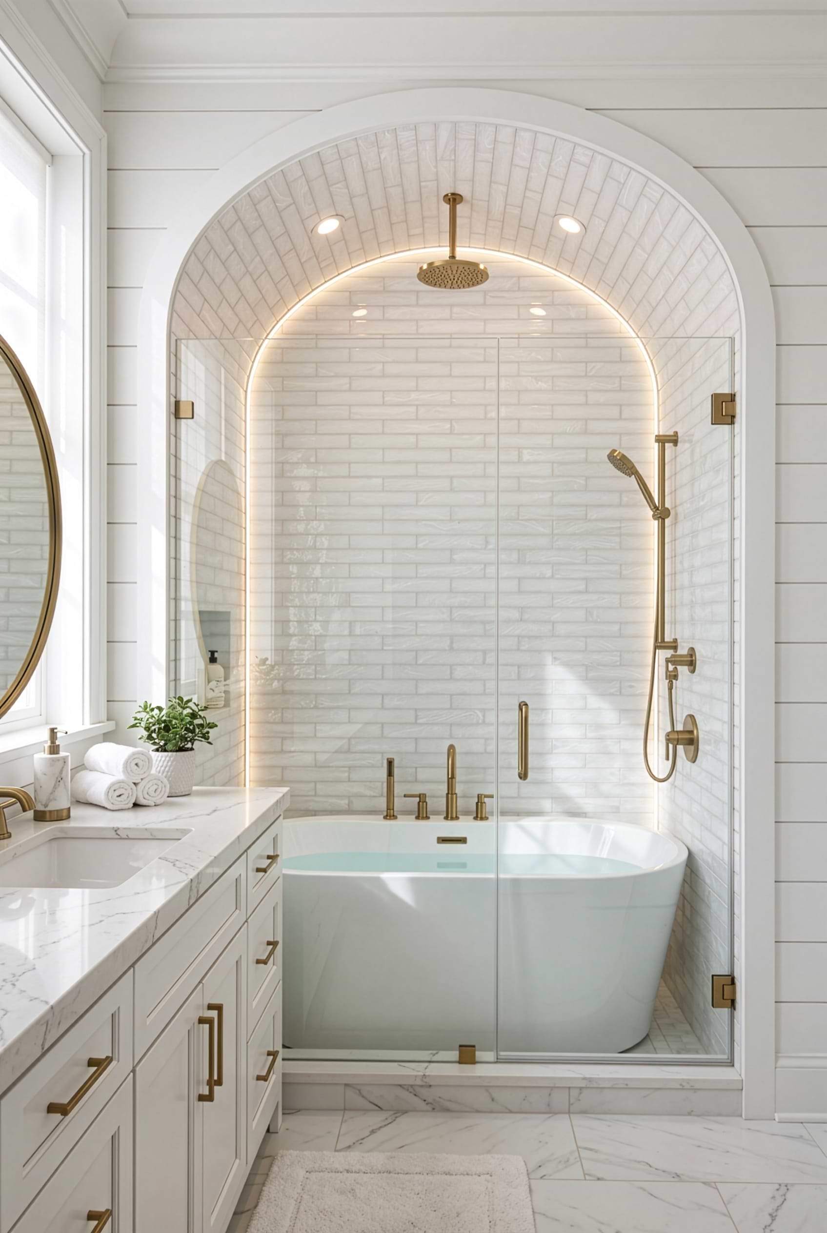 Milky White Glossy Glass Subway Shower Tile BA6707