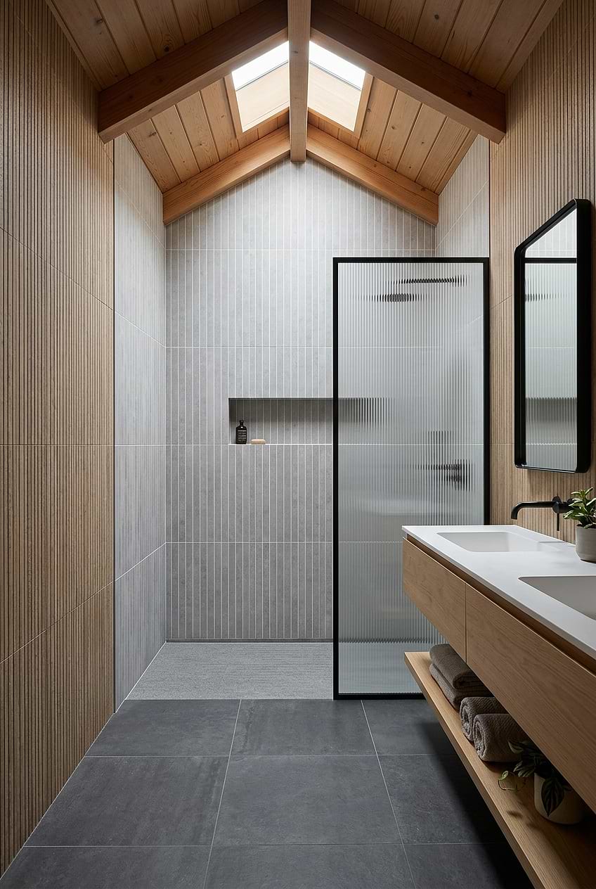 Modern Gray Porcelain Vertical Shower Tile BA4503