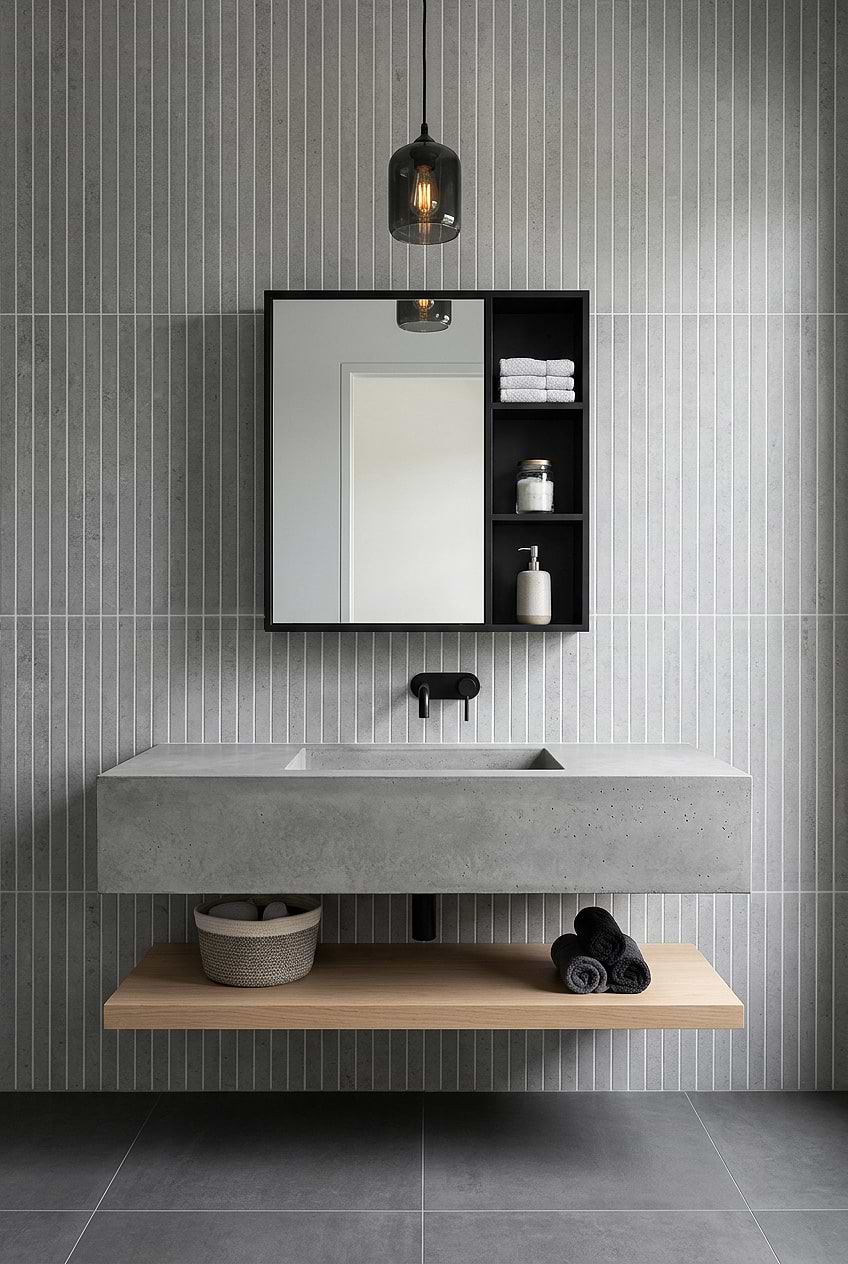 Modern Gray Vertical Porcelain Bathroom Tile BA4503