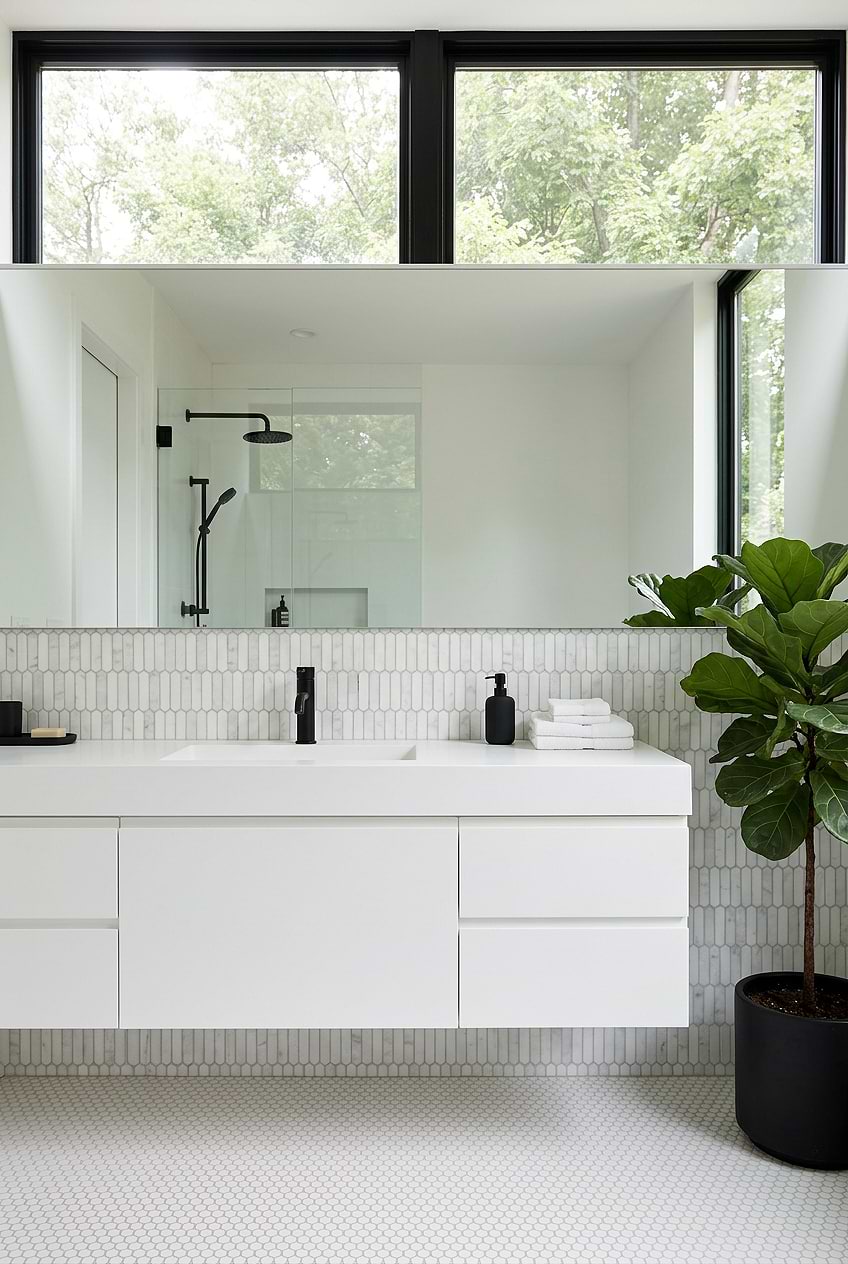 Modern White Gray Picket Marble Tile BA6321