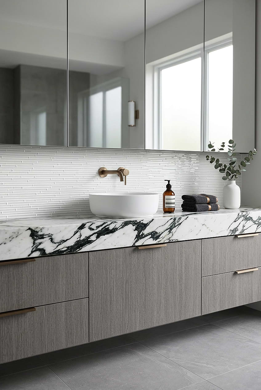Modern White Linear Bathroom Tile BA1164 Modern White Linear Bathroom Tile BA1164