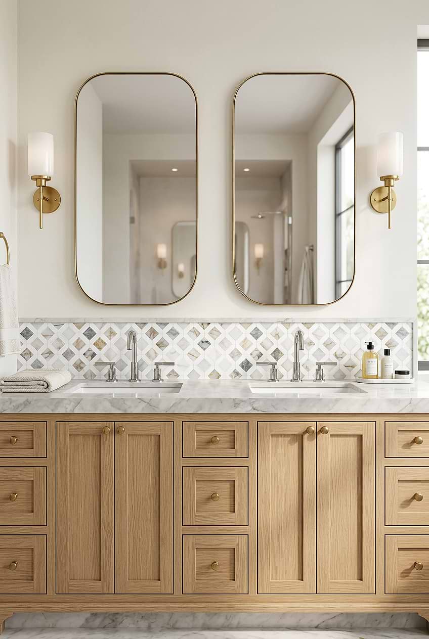 Multi Color Marble Diamond Bathroom Tile BA6313