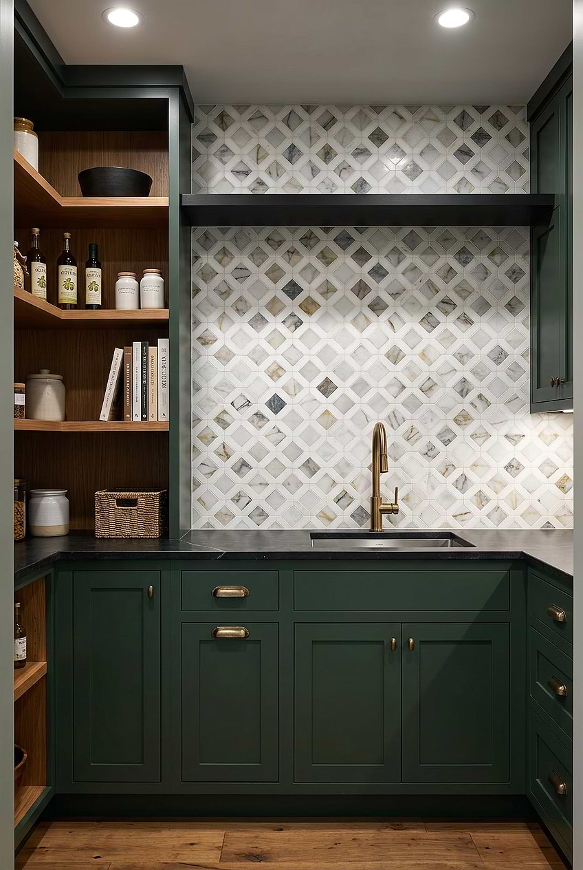 Multi Color Marble Diamond Kitchen Mosaic BA6313
