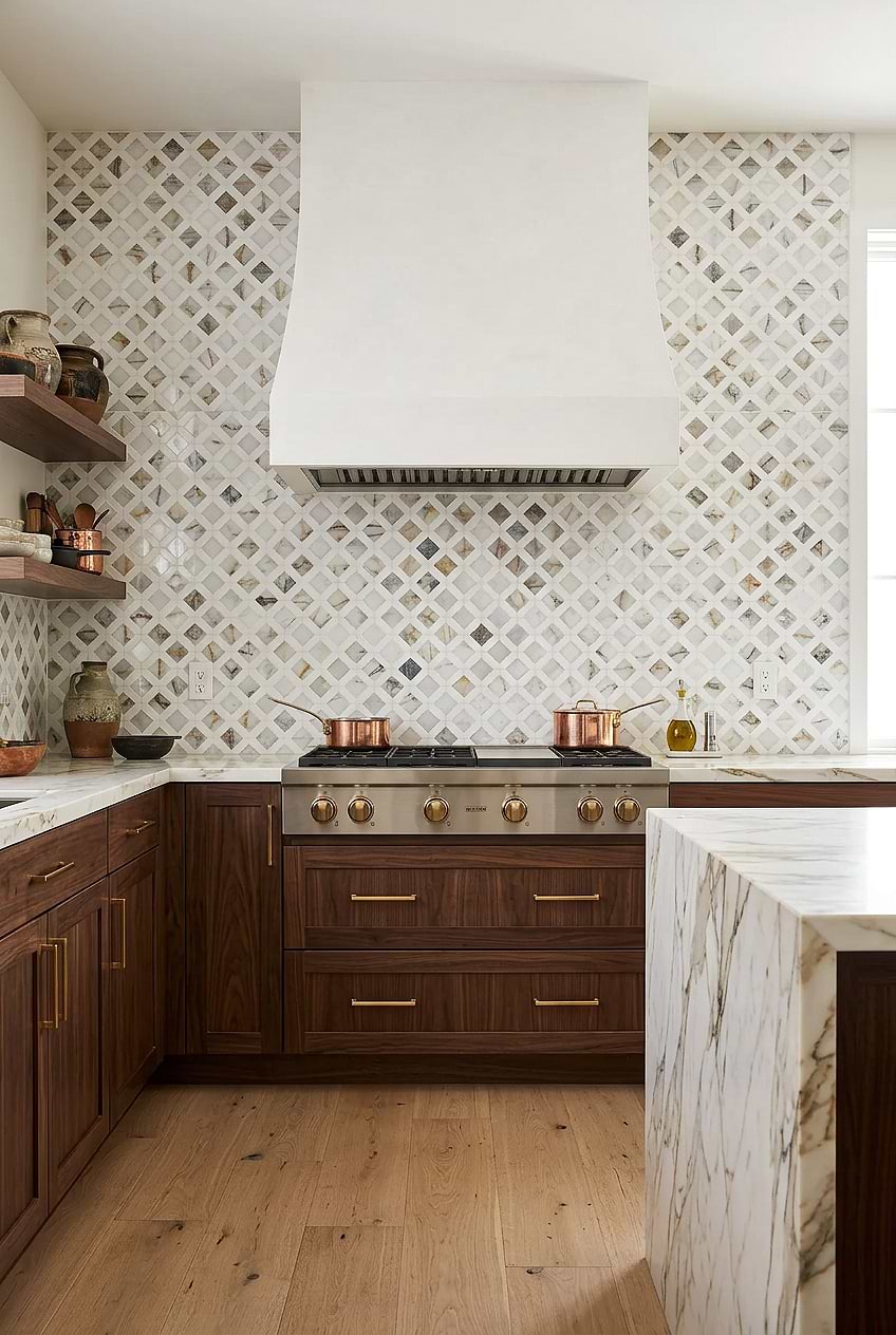 Multi Color Marble Diamond Kitchen Tile BA6313