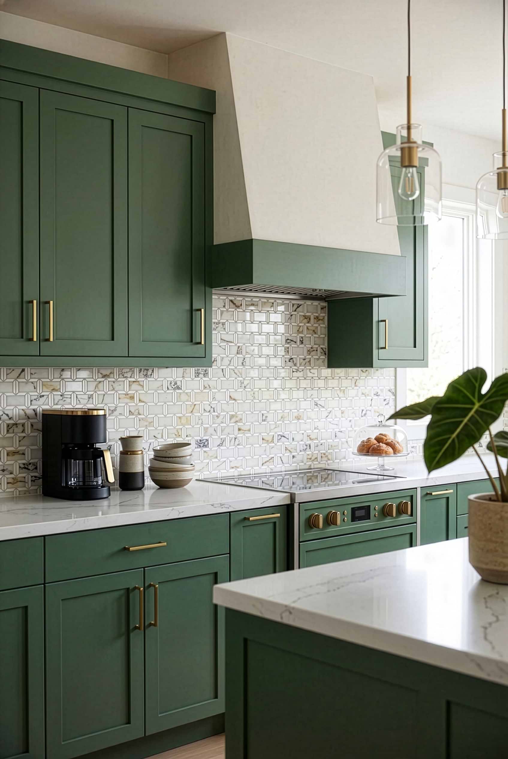 Multi Color Marble Mosaic Green Kitchen BA6330