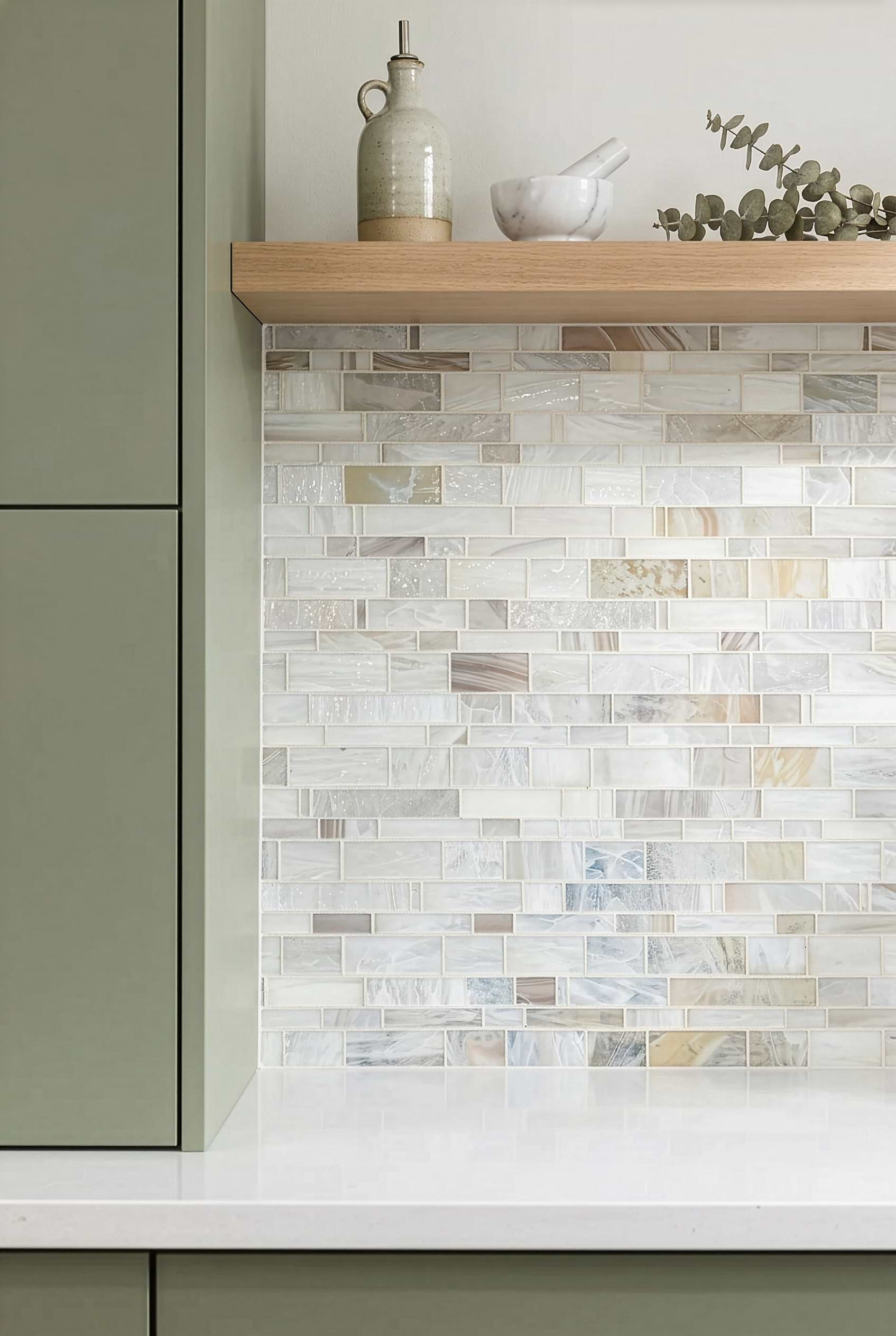 Opal Beige Glass Artisan Kitchen Tile BA7015