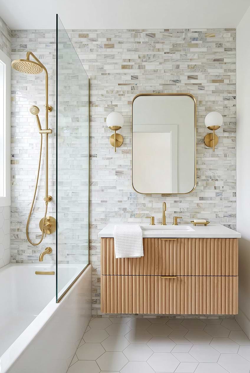 Opal Beige Glass Artisan Shower Tile BA7015