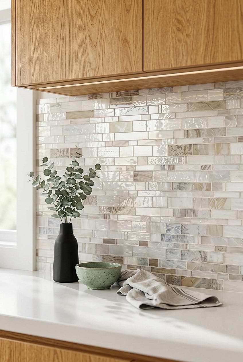 Opal Beige Glass Subway Kitchen BA7015