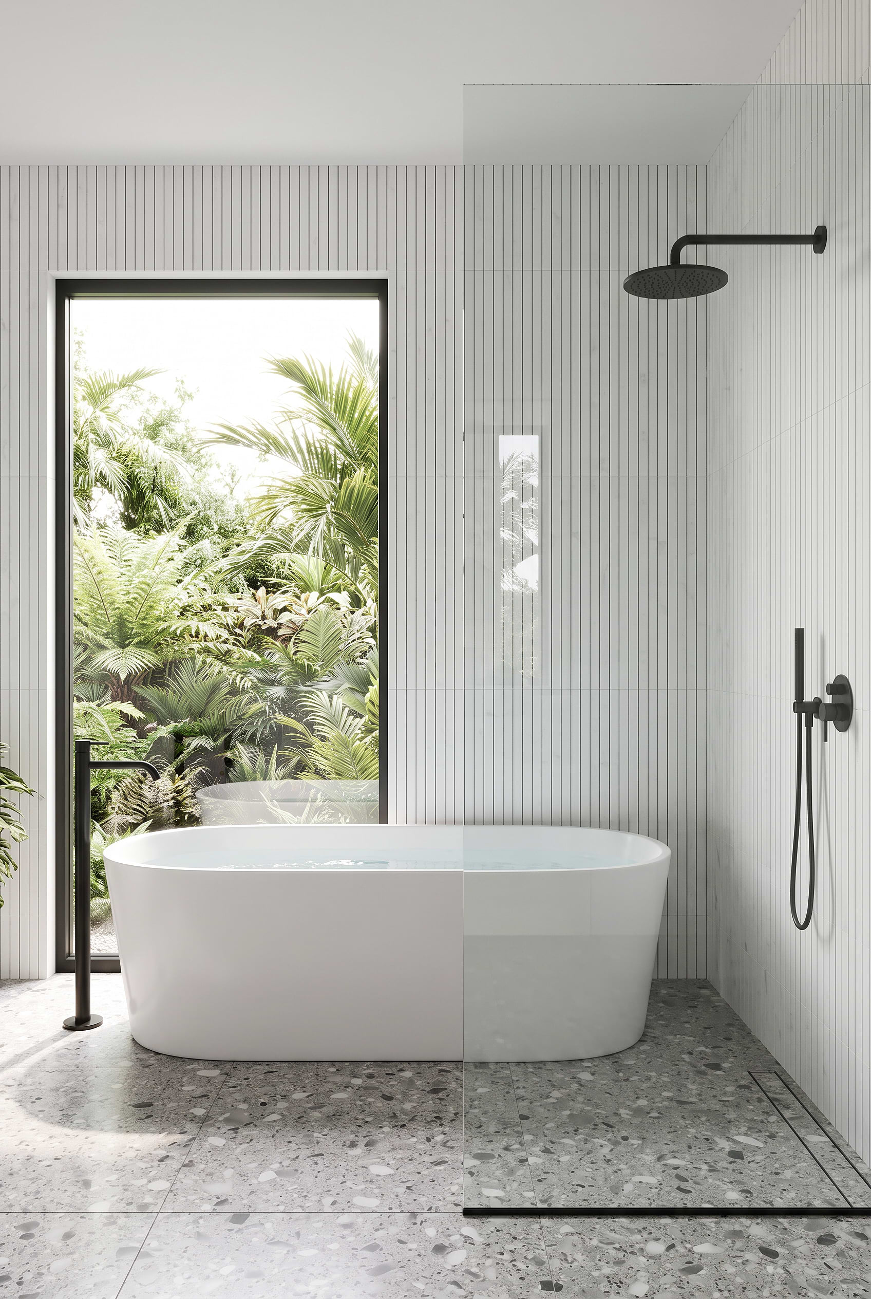 Pure White Marble Vertical Shower Tile BA1078
