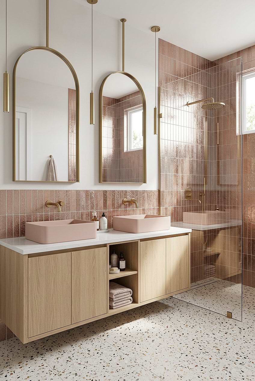 Rose Gold Metallic Bathroom Wall Tile BA6206