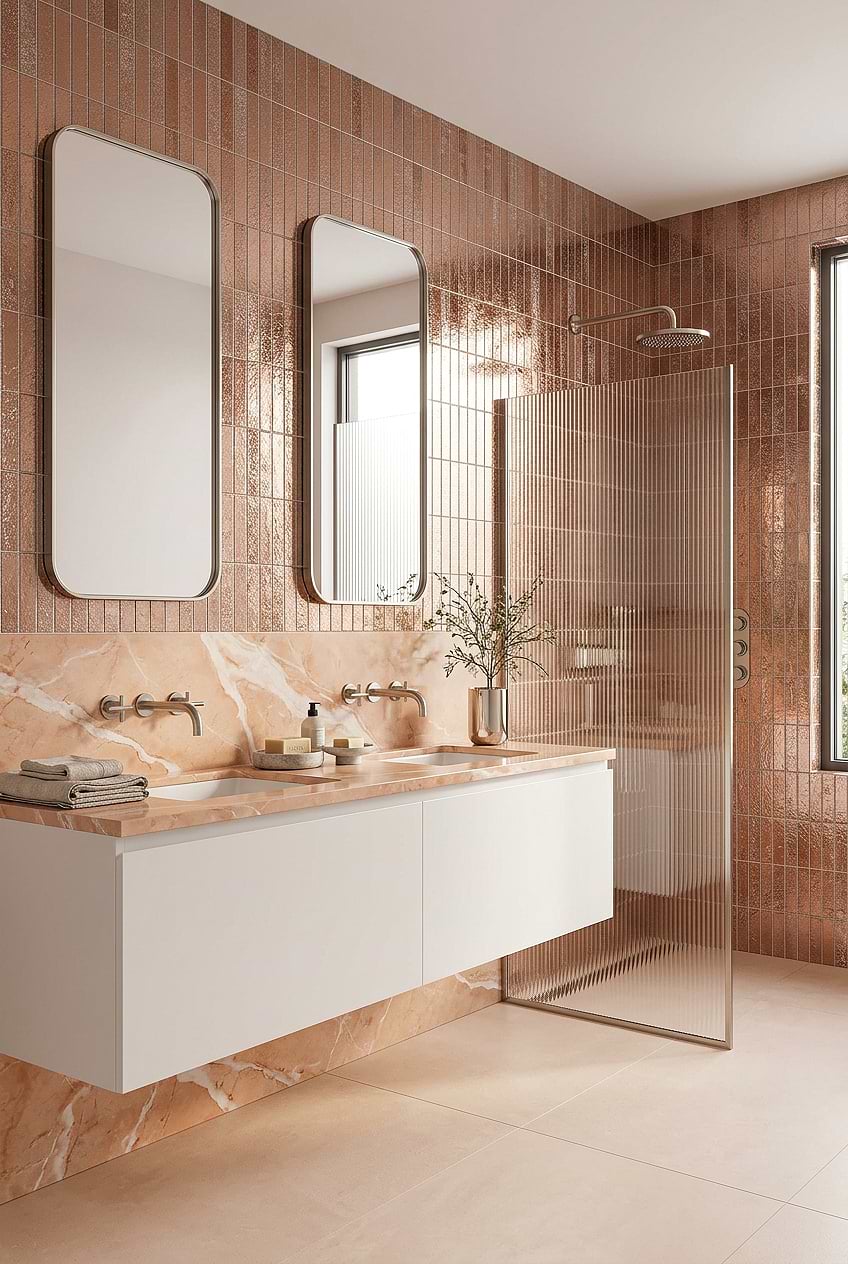 Rose Gold Metallic Bathroom Wall Tile BA6206 Rose Gold Metallic Bathroom Wall Tile BA6206